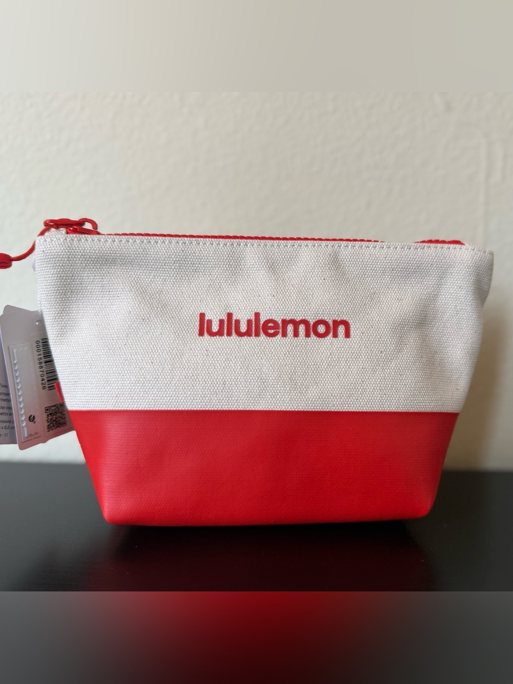 lululemon athletica Red and White Cosmetic Pouch small